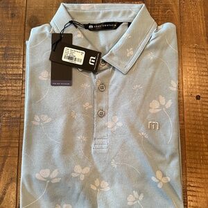 Travis Mathew Mens Polo Arona Green/Blue Medium NWT